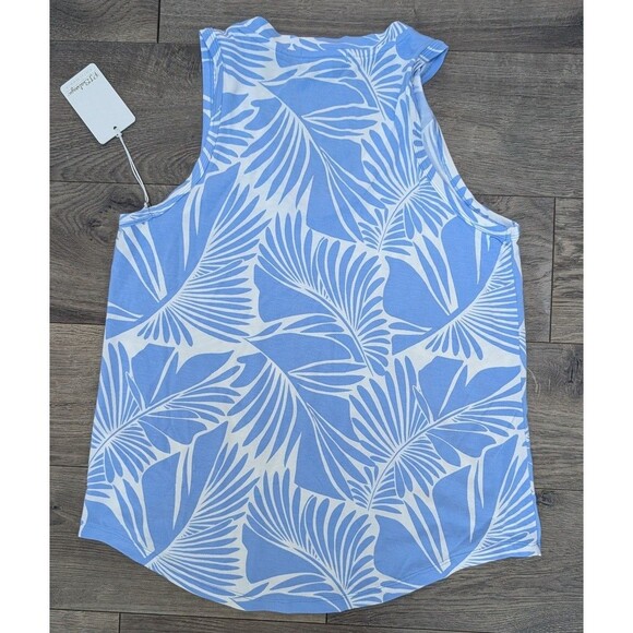 P.J. Salvage Lounge Pajama Set Palm Leaf Print Tank & Shorts Blue White Sz S - Picture 4 of 5